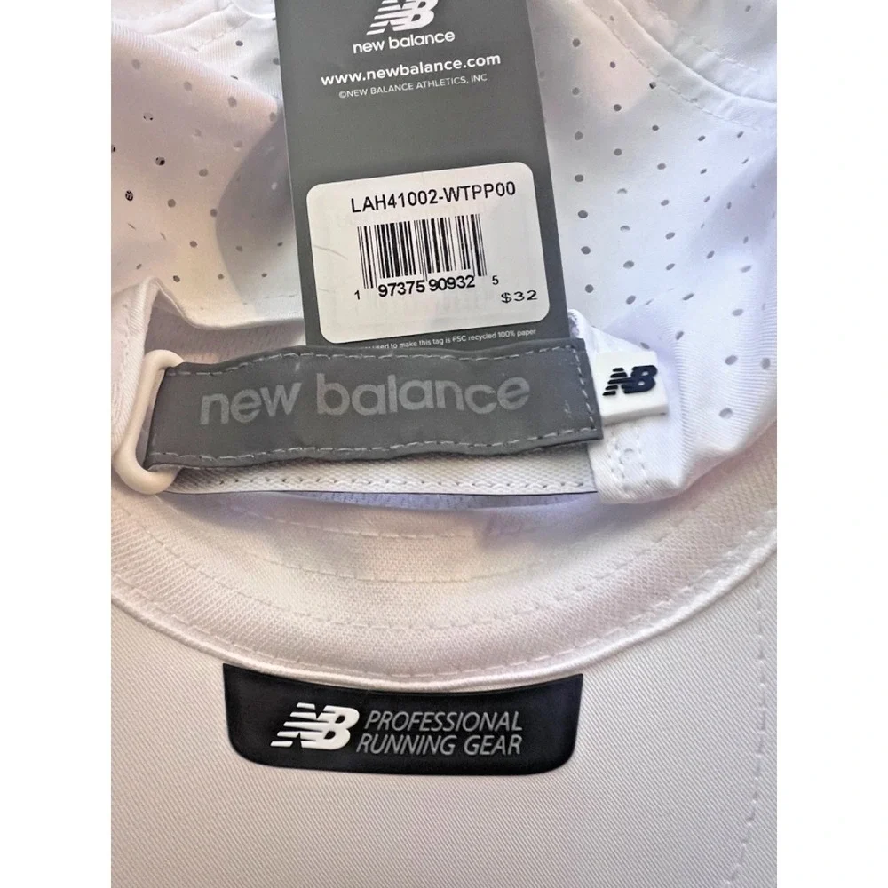 NWT New Balance Women's 6 Panel Pro Run Hat One Size WHITE LAH41002‎ Reflective